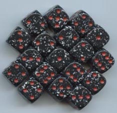 12MM BLACK WHITE /RED D6 DICE CHX25908 WARHAMMER 40K  